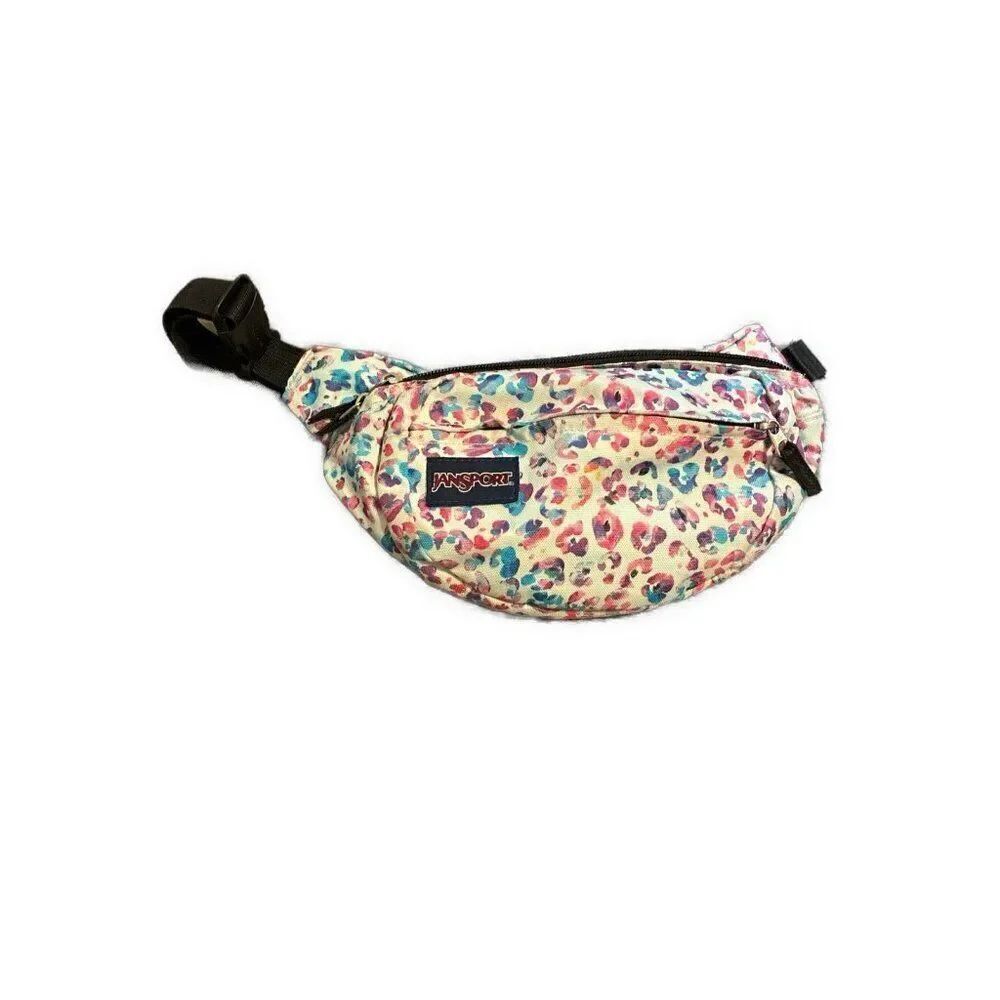 Jansport White Pink Blue Leopard Print Fanny Pack